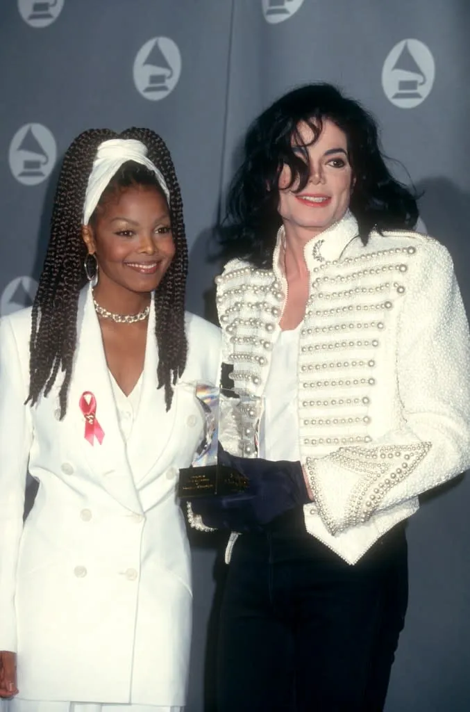 Janet and Michael Jackson at the 1993 Grammy Awards. Getty Images