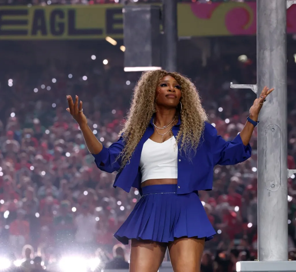 Serena Williams performs during the Apple Music Super Bowl LIX Halftime Show.