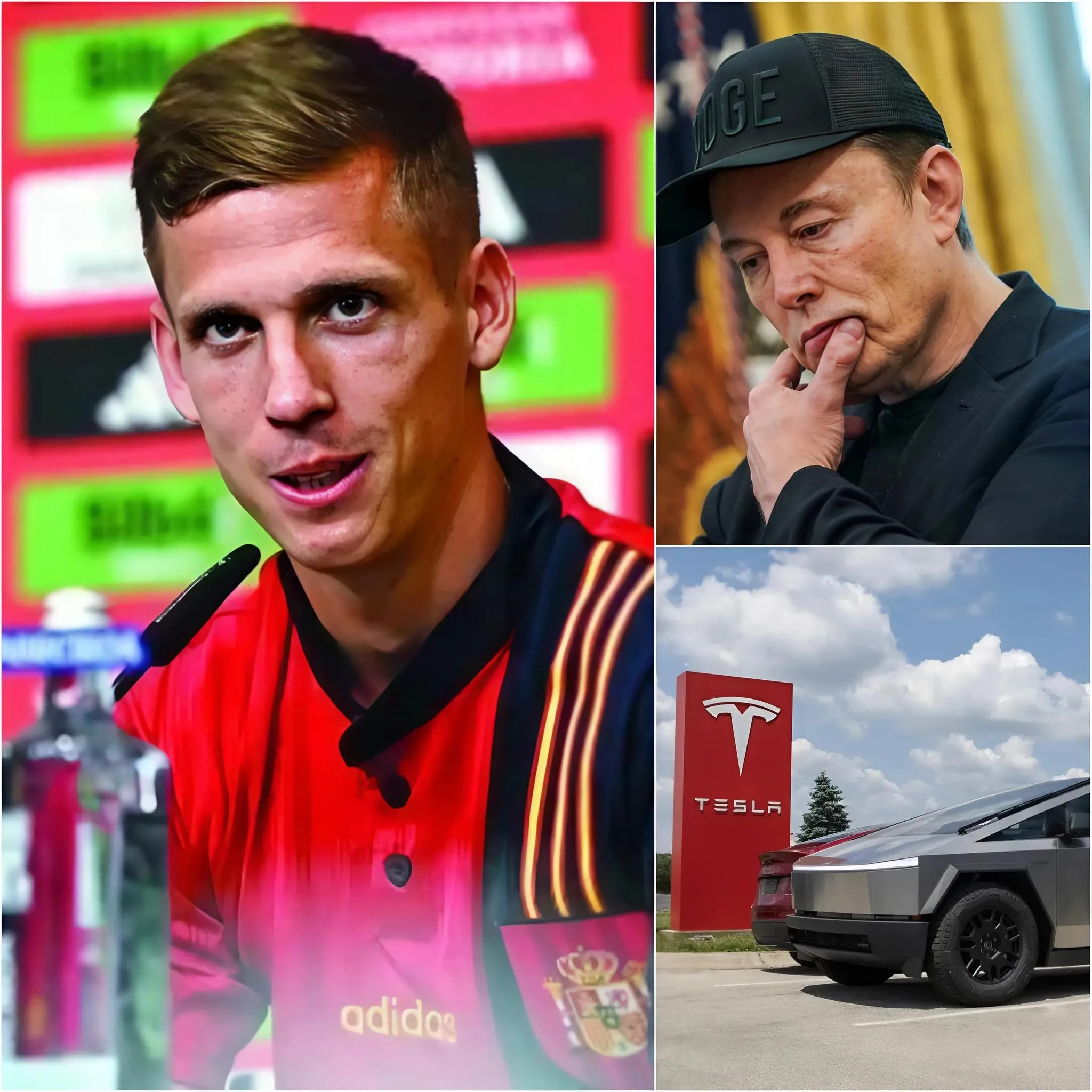 Cover Image for 10 minutes ago: Elon Musk offered 100 million dollars to Dani Olmo to promote the Tesla Cybertruck, but the reaction of the Barça star left the world in shock.