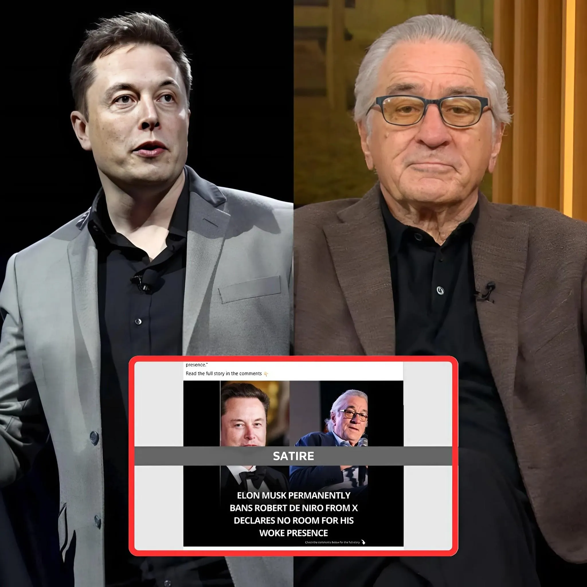Cover Image for 🔥 Elon Musk ‘EXPELLS’ Robert De Niro From X: ‘Can’t Stand His Wokeness!’ – Social Media Explodes, Hollywood Outraged, Online Community Divided to the Core!