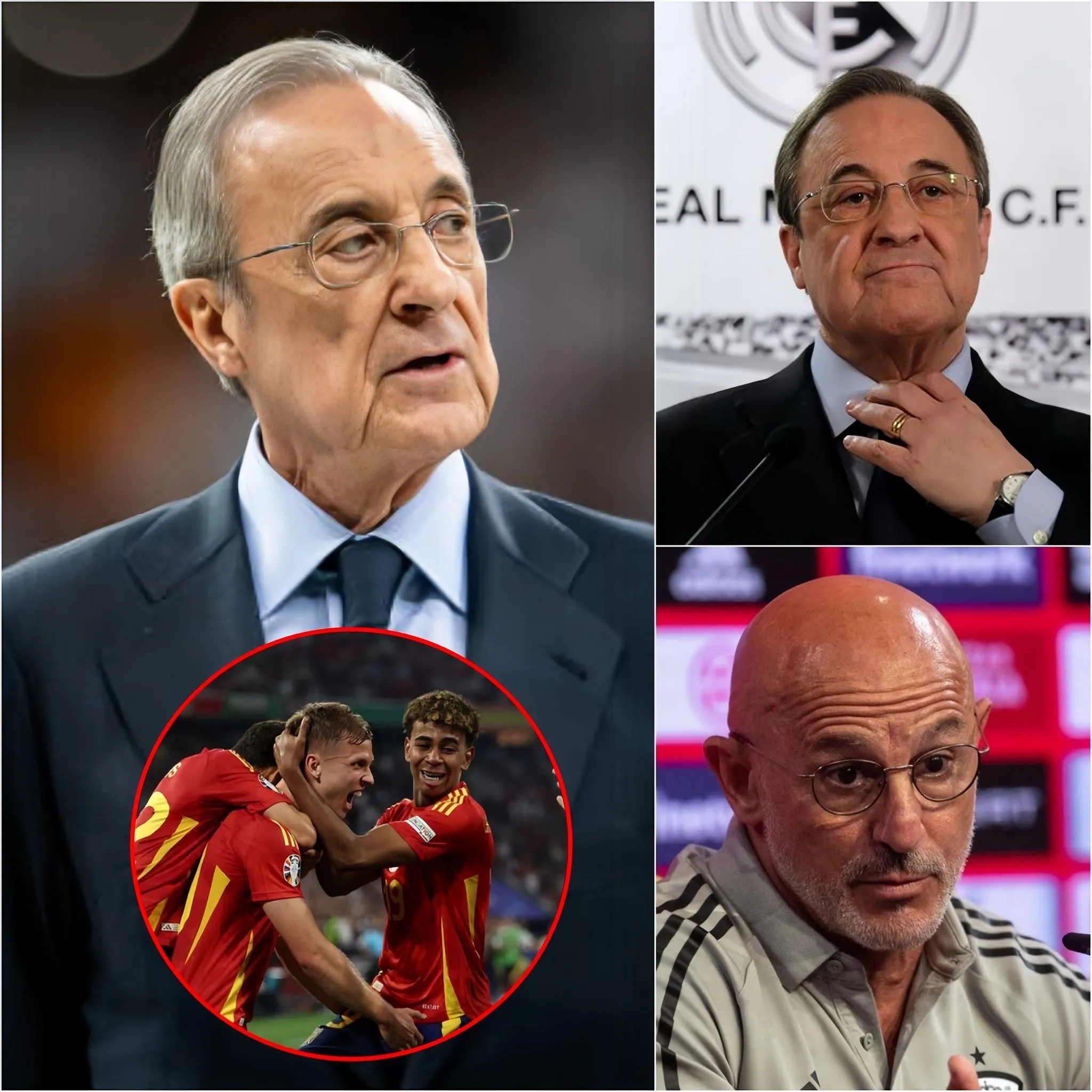 Cover Image for The president of Real Madrid, Florentino Pérez, blamed the humiliating defeat of Spain against Portugal to Barcelona players: “They do not have the level to play finals.” Immediately afterwards, Luis de la Fuente responded in a way that left Real Madrid’s president without words.