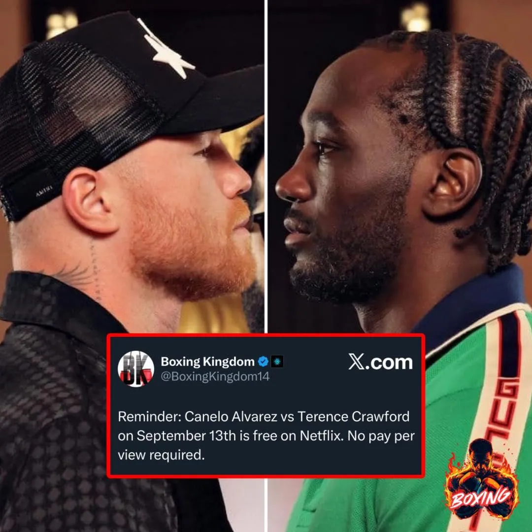 Cover Image for 🔥 Dernière minute Boxing 🥊 Netflix transmet officiellement gratuitement le Super Combat Canelo vs Crawford – un événement historique qui explosera le monde entier 👇